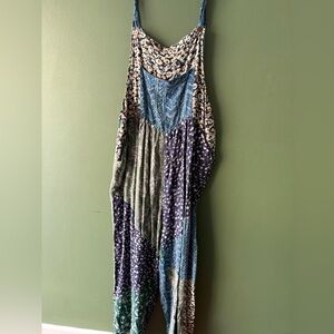Sacred Threads Blue and Cream Floral jumpsuit